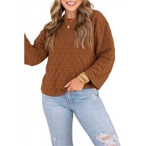 See And Be Seen Quilted Rust Orange Brown Textured Sweatshirt Sweater Size S